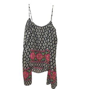 Poetry Womens Medium Boho Print Sleeveless Top With Multicolor Floral Border